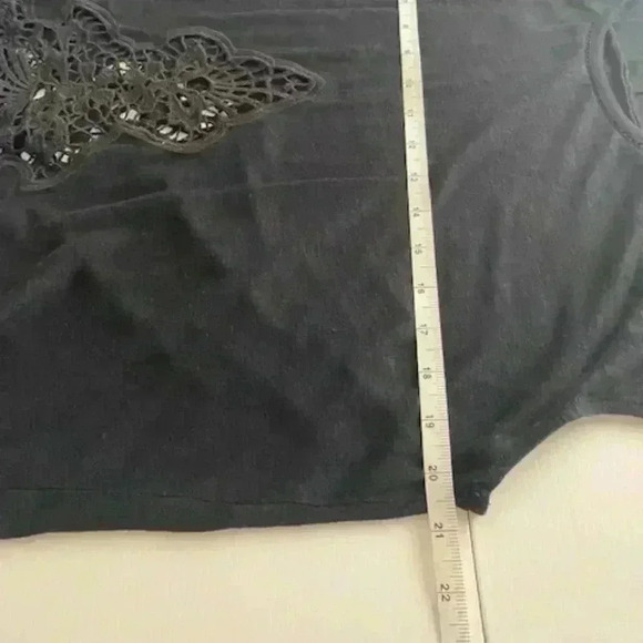 Generation Love 100% Linen Cap Sleeve Black Lace Blouse Size S - Picture 6 of 9